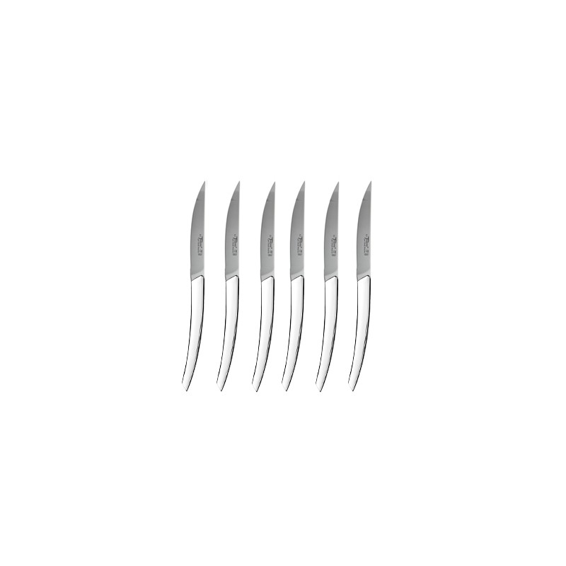 Wood box of 6 Thiers knives stainless steel handle Wood box of 6 Thiers knives stainless steel handle