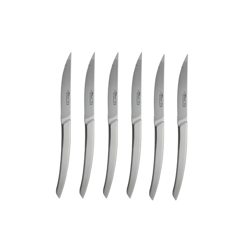 Wood box of 6 Thiers knives stainless steel handle