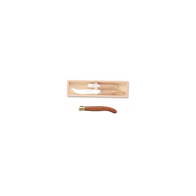 Wood box of Laguiole cheese knife + spreader brass bolster Wood box of Laguiole cheese knife + spreader brass bolster