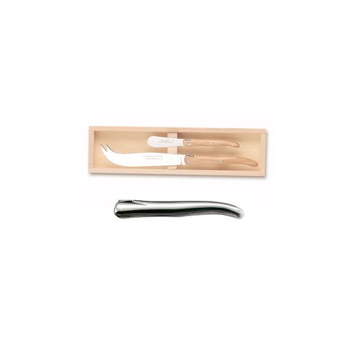 Wood box of Laguiole cheese knife + spreader no bolster