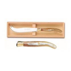 Wood box of Laguiole cheese knife brass bolster