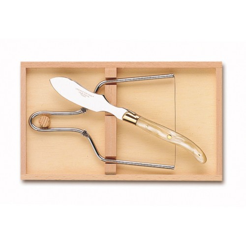 Wood box of Laguiole foie gras lyra brass bolster