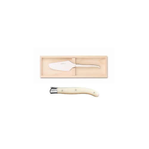 Wood box of Laguiole cake server stainless steel bolster ivory handle