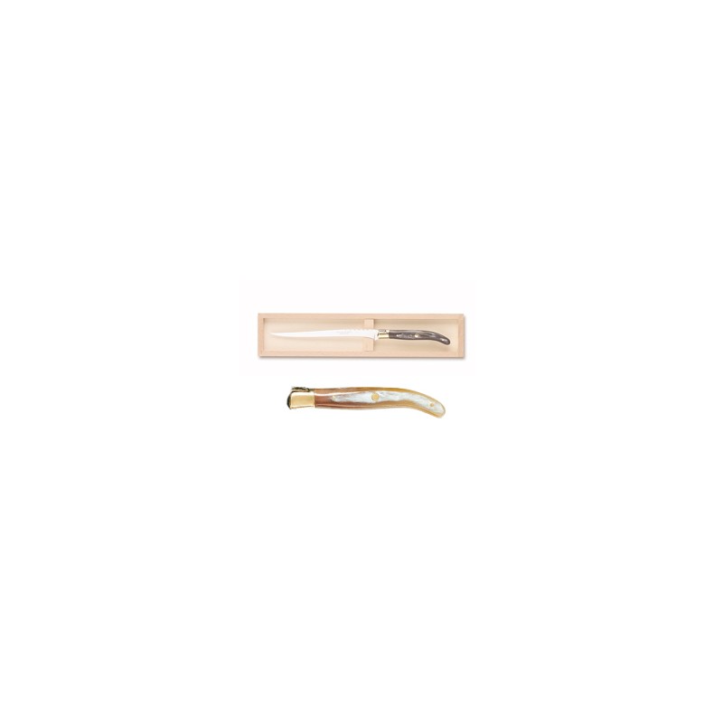 Wood box of Laguiole foie gras knife brass bolster Wood box of Laguiole foie gras knife brass bolster