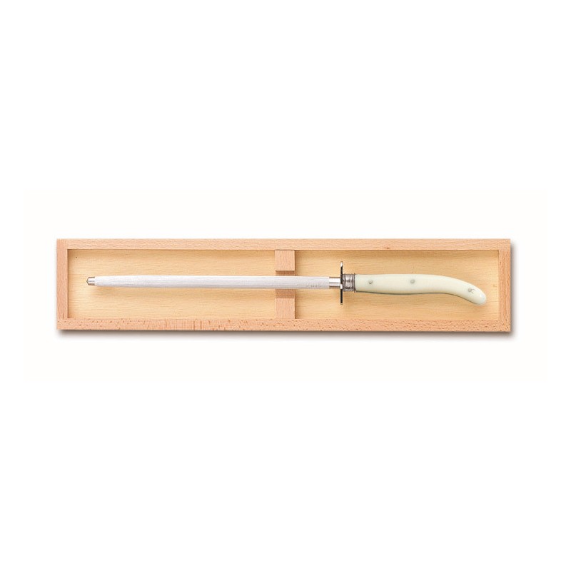 Wood box of Laguiole sharpener stainless steel bolster ivory handle Wood box of Laguiole sharpener stainless steel bolster ivory handle