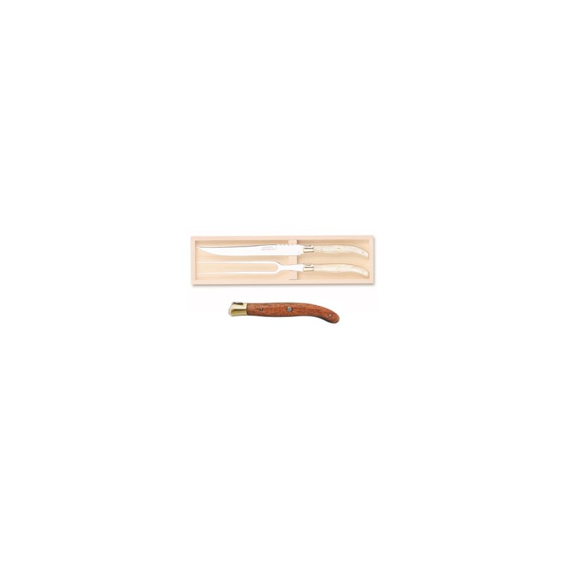 Wood box of Laguiole 2P carving set brass bolster Wood box of Laguiole 2P carving set brass bolster