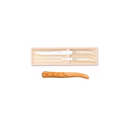 Wood box of Laguiole 2P carving set no bolster