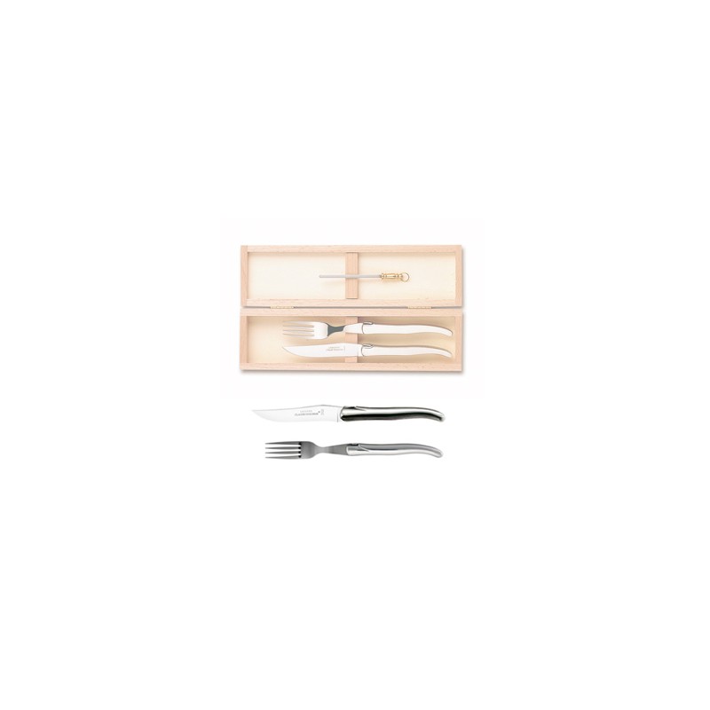 Coffret hêtre 1 couteau et 1 fourchette super Laguiole plein manche + mini fusil Coffret hêtre 1 couteau et 1 fourchette super Laguiole plein manche + mini fusil