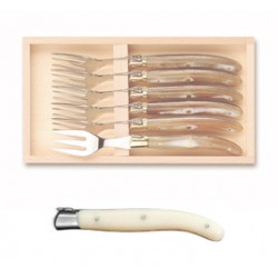 Coffret 6 fourchettes poisson super Laguiole mitre inox manche nacrine ivoirine
