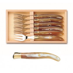 Coffret 6 fourchettes poisson super Laguiole mitre laiton