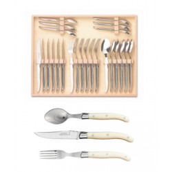 Coffret ménagère 24 pièces super Laguiole mitre inox manche nacrine ivoirine