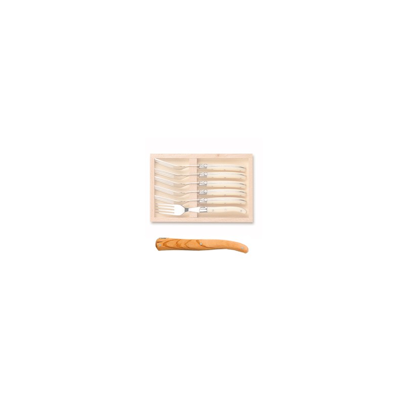 Wood box of 6 Laguiole salad forks no bolster Wood box of 6 Laguiole salad forks no bolster
