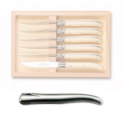 Coffret hêtre 6 couteaux dessert super Laguiole plein manche
