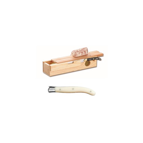 Sausage box + Laguiole carving knife stainless steel bolster ivory handle