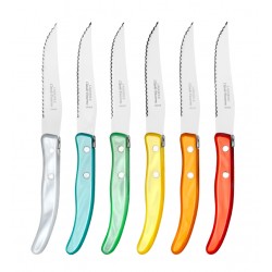 Coffret hêtre 6 couteaux Berlingot panaché manche nacrine