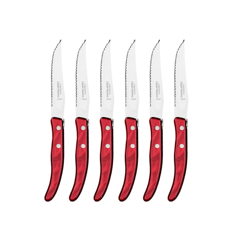 Wood box of 6 Berlingot knives resin handle Wood box of 6 Berlingot knives resin handle