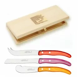 Coffret hêtre 3 pièces petit déjeuner Berlingot panaché manche nacrine