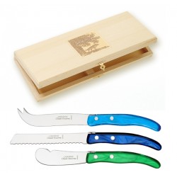 Coffret hêtre 3 pièces petit déjeuner Berlingot panaché manche nacrine