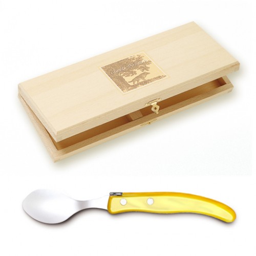 Wood box of 6 Berlingot coffee spoons resin handle