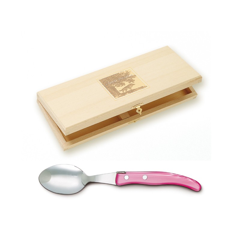 Wood box of 6 Berlingot soup spoons resin handle Wood box of 6 Berlingot soup spoons resin handle