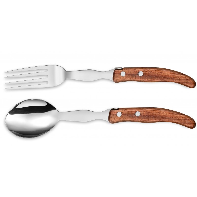 Berlingot serving set in wood handle