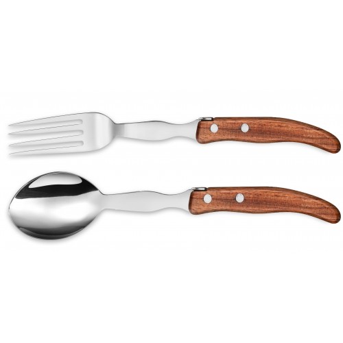 Berlingot serving set in wood handle