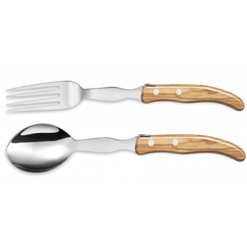 Berlingot serving set in wood handle