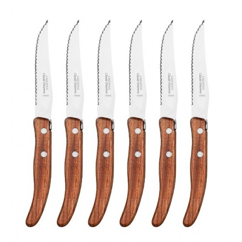 Wood box of 6 Berlingot knives resin handle