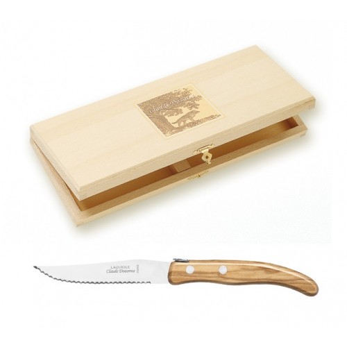 Wood box of 6 Berlingot knives resin handle
