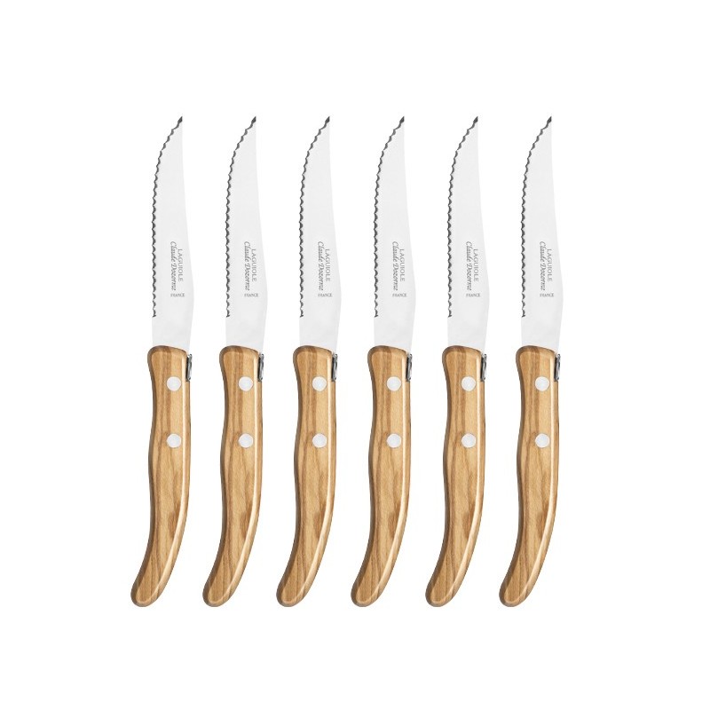 Wood box of 6 Berlingot knives resin handle