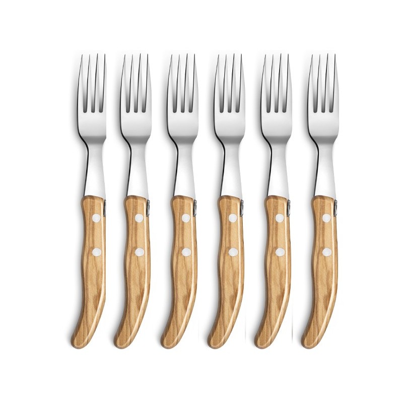 Coffret hêtre 6 couteaux Berlingot panaché manche nacrine