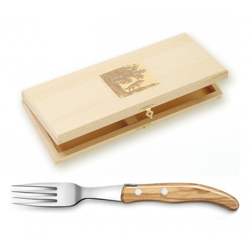 Wood box of 6 Berlingot knives mix coloured resin handle