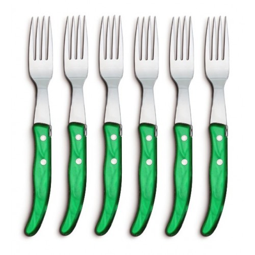 Coffret hêtre 6 couteaux Berlingot panaché manche nacrine