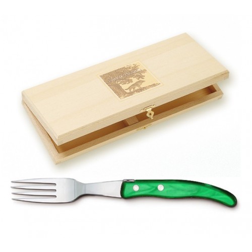 Coffret hêtre 6 couteaux Berlingot panaché manche nacrine