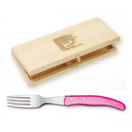 Wood box of 6 Berlingot knives mix coloured resin handle