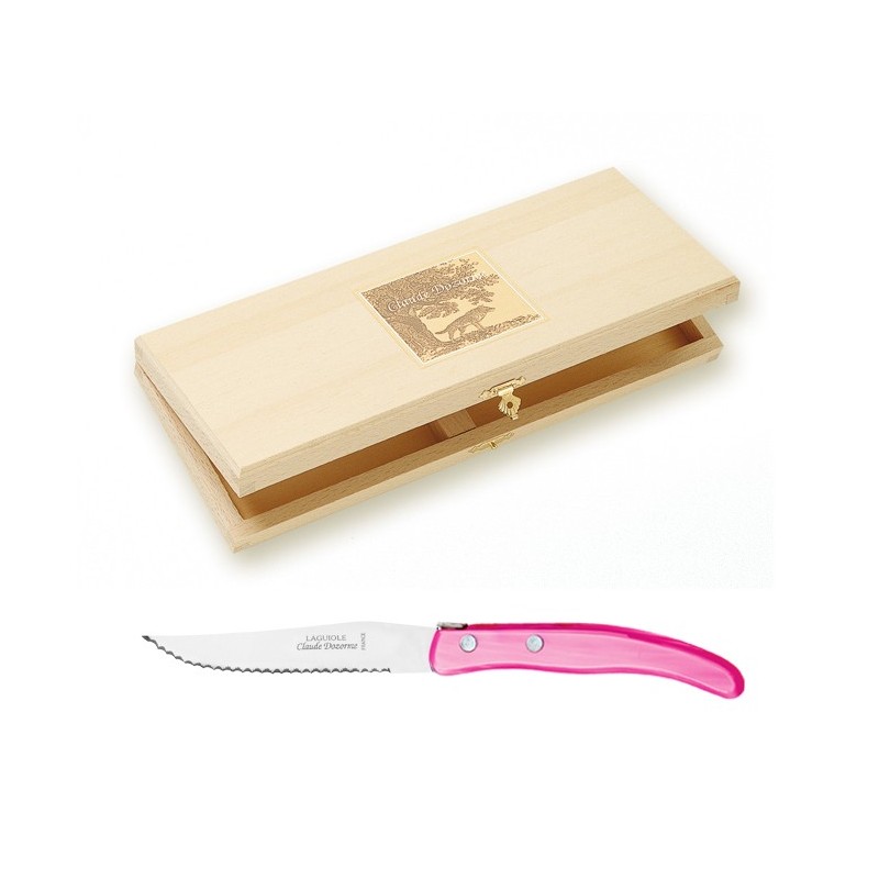 Wood box berlingot 12 knives single color resin handle Wood box berlingot 12 knives single color resin handle