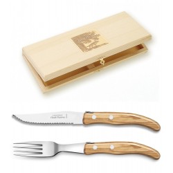 Wood box berlingot 6 knives and 6 forks wood handle