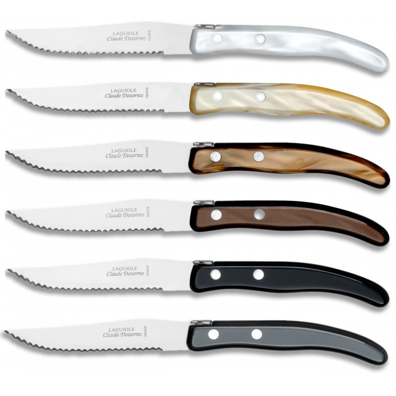 Wood box berlingot 6 knives and 6 forks mixed color resin handle Wood box berlingot 6 knives and 6 forks mixed color resin handle