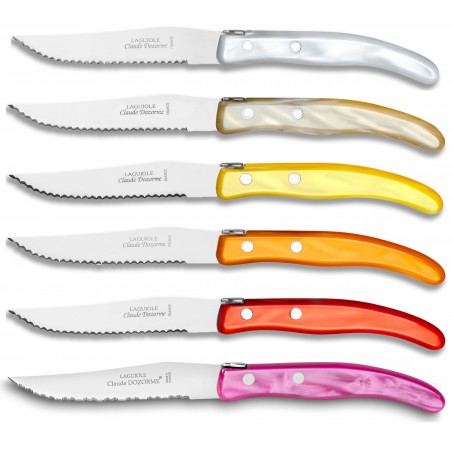 Coffret hêtre berlingot 6 couteaux et 6 fourchettes manches panachés