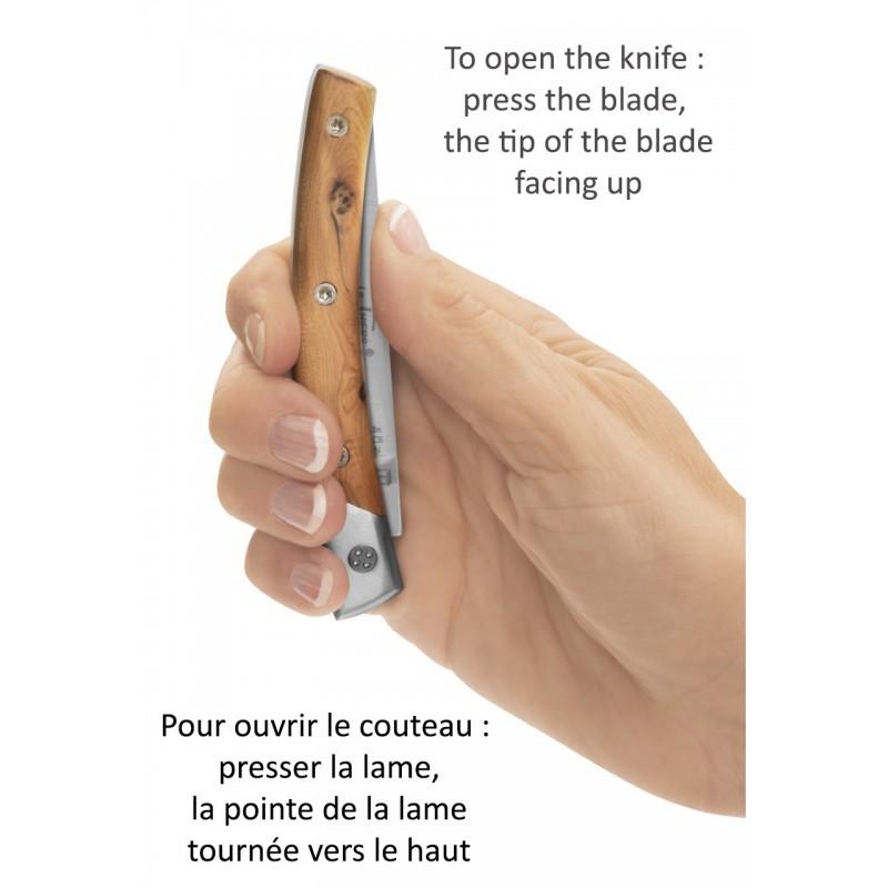 Couteau Secret Le Thiers® de poche dos guilloché manche bois (genévrier ou ébène)