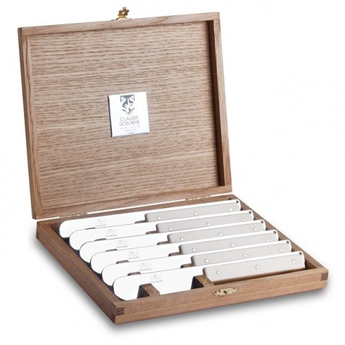 Wood box of 6 Thiers knives plexi handle