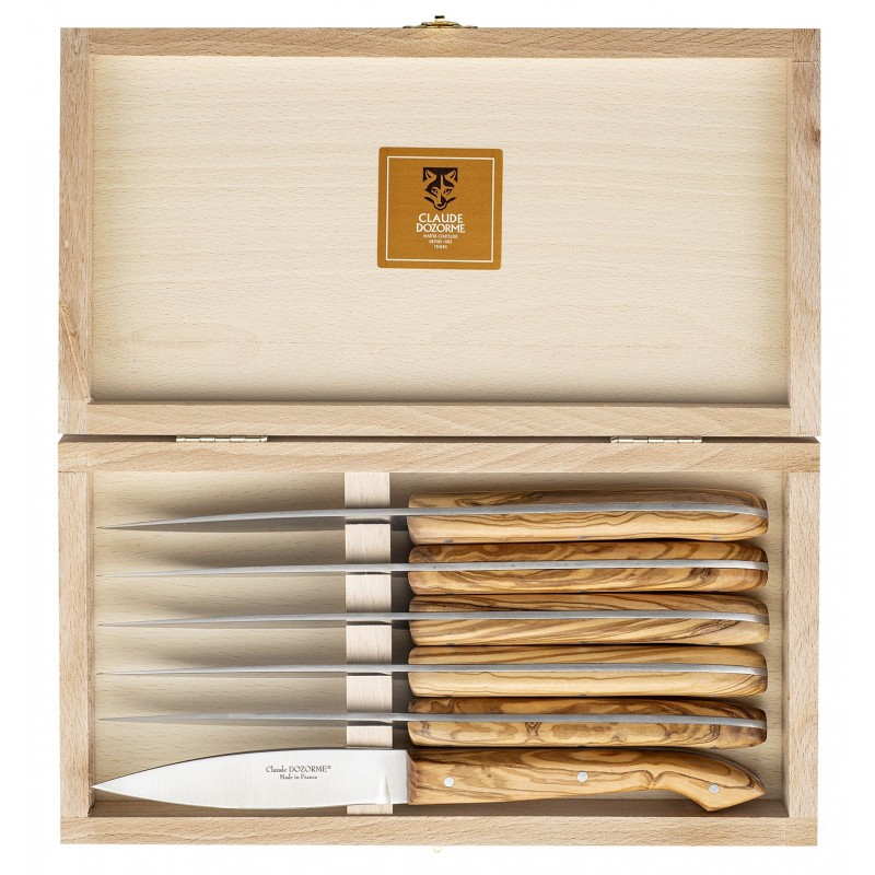 Box beech 6 table knives Capucin pearl handle
