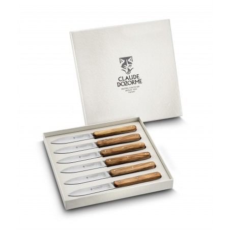 Box of 6 steak knives Navette 6.16 olive wood handle Box of 6 steak knives Navette 6.16 olive wood handle