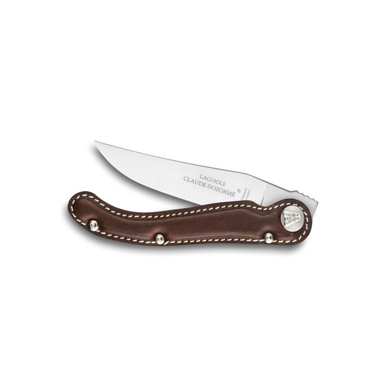 Le Baroudeur Laguiole pocket knife with leather handle