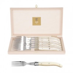 Coffret hêtre 6 fourchettes super Laguiole mitre inox