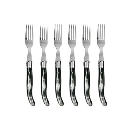 Wood box of 6 Laguiole forks stainless steel bolster Wood box of 6 Laguiole forks stainless steel bolster