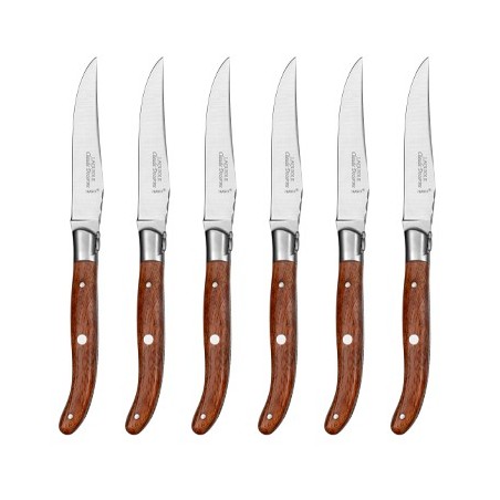 Wood box of 6 Laguiole knives stainless steel bolster Claude Dozorme Wood box of 6 Laguiole knives stainless steel bolster Claude Dozorme