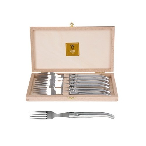 Coffret hêtre 6 fourchettes super Laguiole plein manche