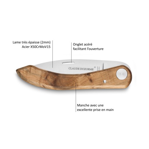 Le Capucin pocket knife from our countryside olive handle by Claude Dozorme