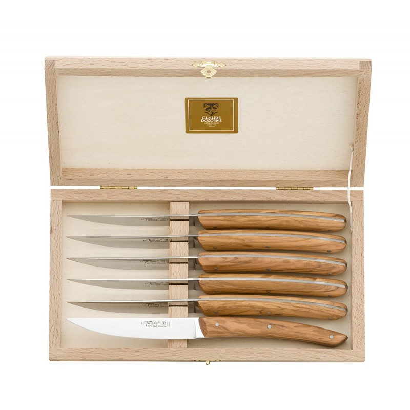 Wood box of 6 Thiers knives wood handle Wood box of 6 Thiers knives wood handle